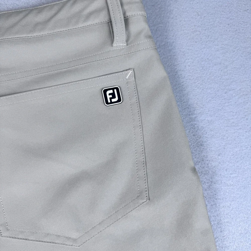 Footjoy Athletic Fit Chino Pant 35x30 Tan Golf 5-Pocket Logo Performance Stretch